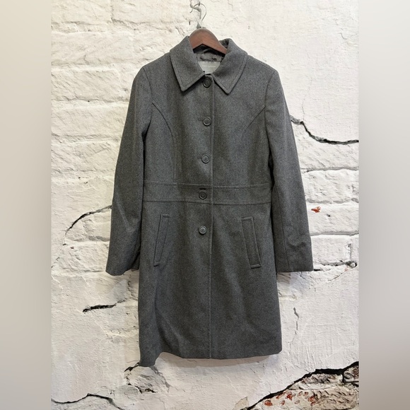 Ann Taylor Jackets & Blazers - Ann Taylor Charcoal Grey Wool Coat‎ Pea Coat Classic Button Up Workwear